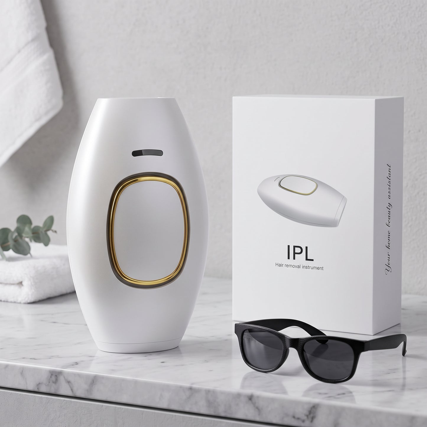 IPL Laser Hair Removal Device – Painless At-Home Hair Removal for Face & Body (White)