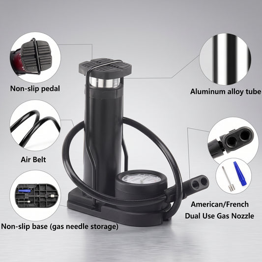 Portable High-Pressure Foot Air Pump – Multi-Purpose Bicycle, Motorcycle & Ball Inflator