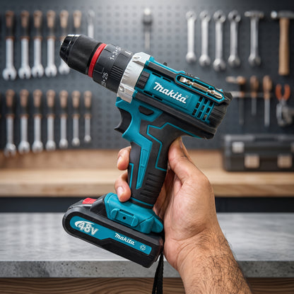 48V Cordless Electric Drill Machine Kit with 2 Rechargeable Batteries & Carry Case | Multi-Speed Power Drill Set