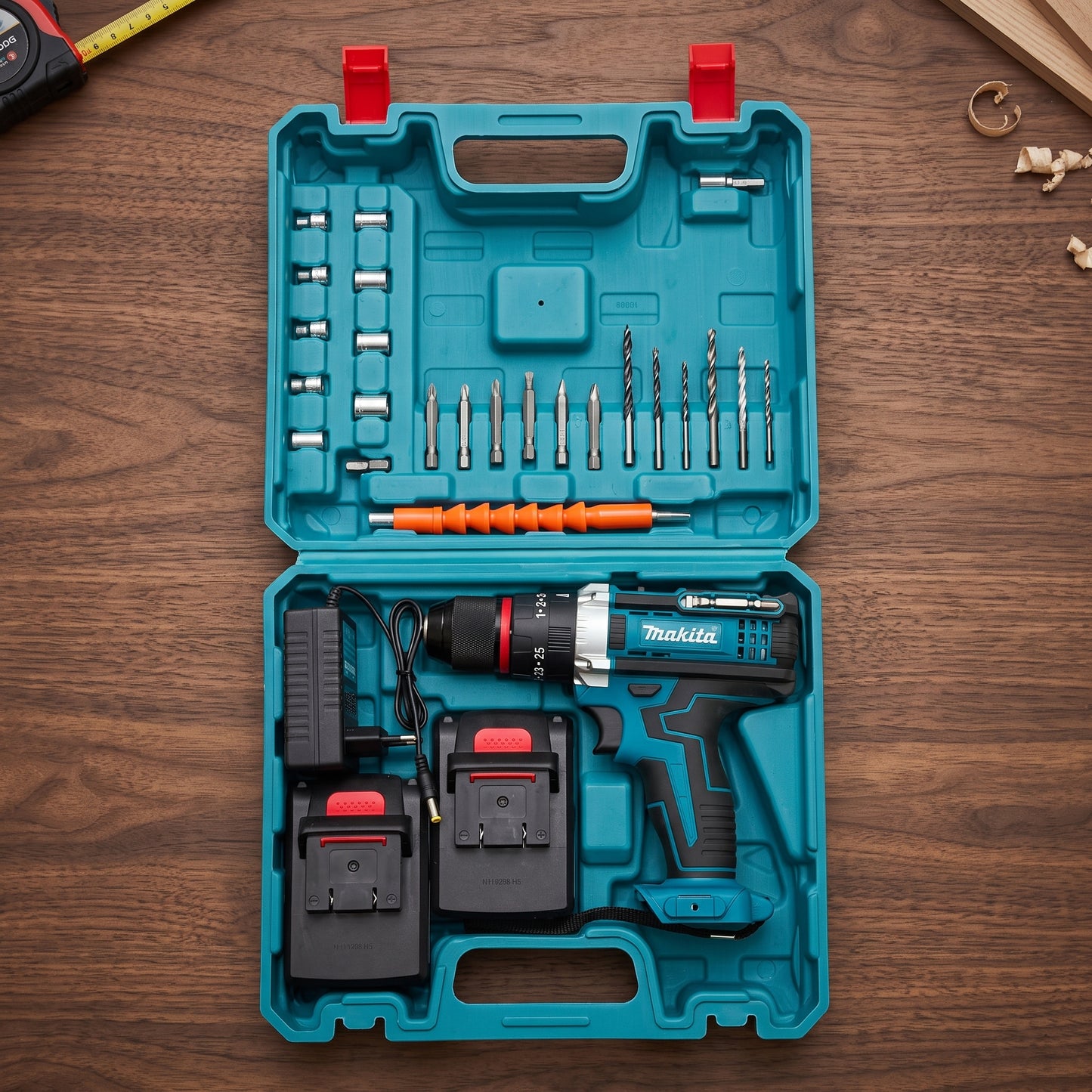 48V Cordless Electric Drill Machine Kit with 2 Rechargeable Batteries & Carry Case | Multi-Speed Power Drill Set
