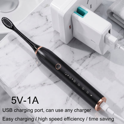 IPX7 Sonic Electric Toothbrush – Rechargeable Waterproof Toothbrush with 4 Brush Heads