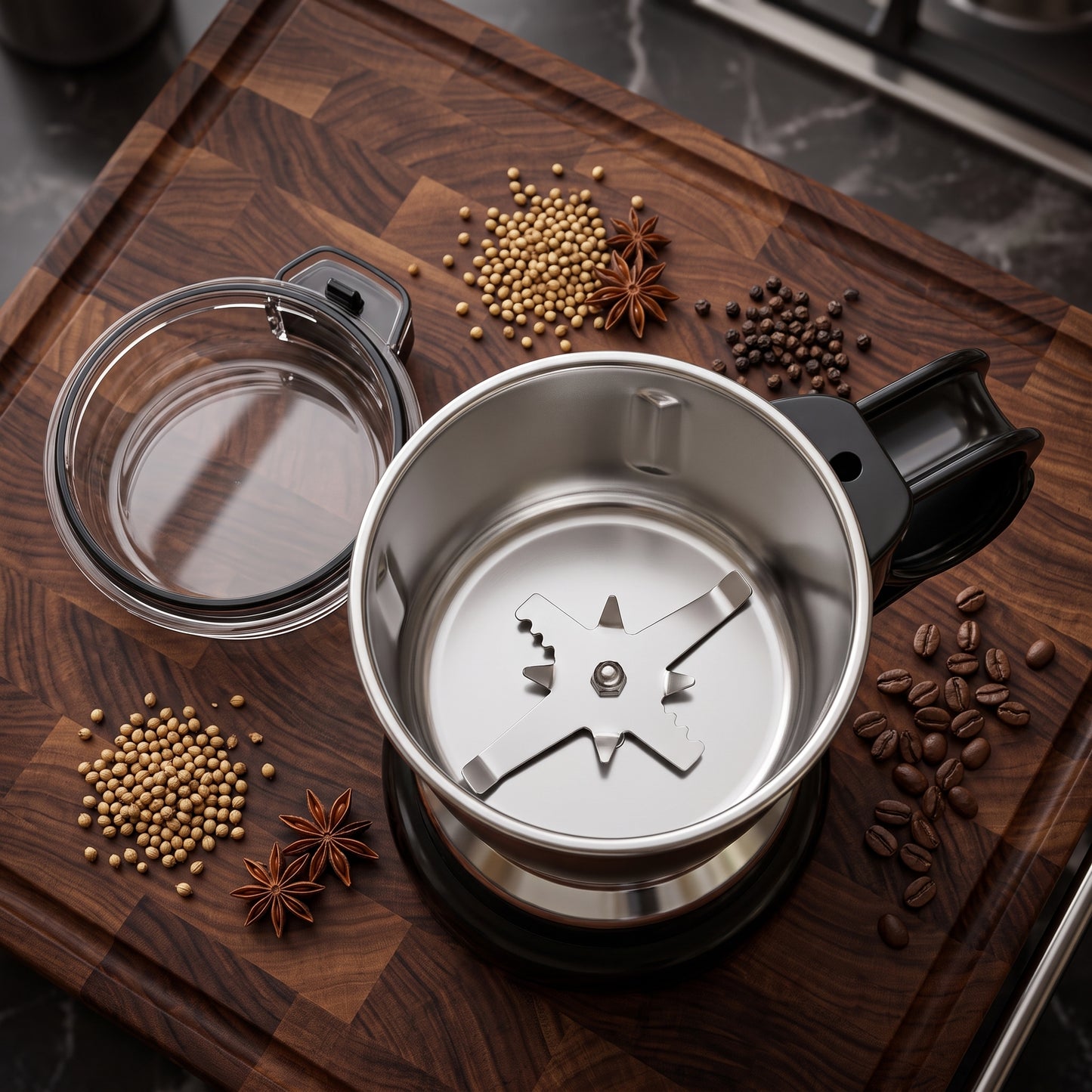 Silver Crest Electric Coffee & Spice Grinder | Stainless Steel Multi-Purpose Grinder