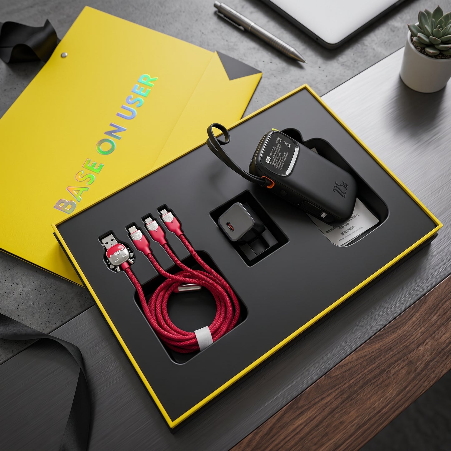 Baseus 22.5W 10000mAh Fast Charging Power Bank with Built-in Cables Gift Box