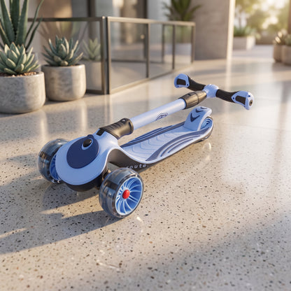 Kids 3-Wheel Foldable Scooter with LED Flashing Wheels | Adjustable Height Kick Scooter
