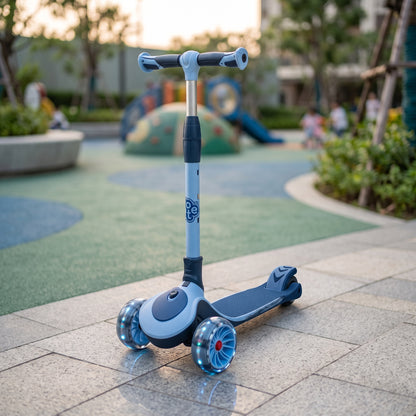 Kids 3-Wheel Foldable Scooter with LED Flashing Wheels | Adjustable Height Kick Scooter