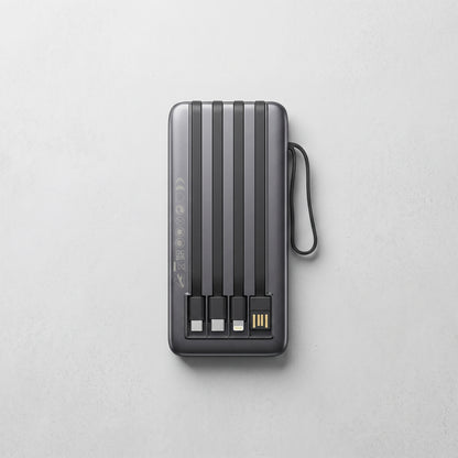 10000mAh Fast Charging Power Bank with Built-in Cables | Universal Portable Charger