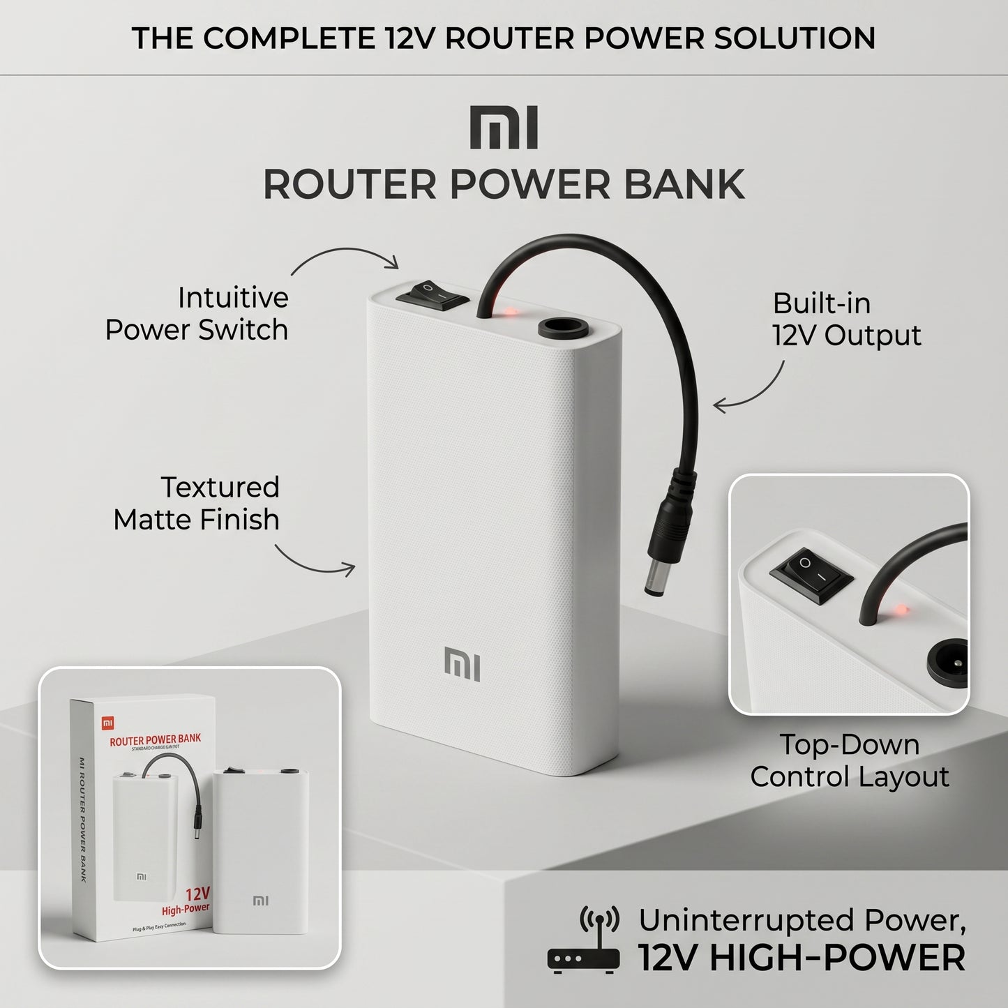 Mi Router Power Bank 12V – Uninterrupted Power Backup for WiFi Routers