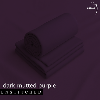 Dark mutted purple fabric roll on a matching background with 'ARMAA' brand logo.