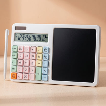 Pink 12-Digit Solar Calculator with LCD Writing Board – One-Click Erase