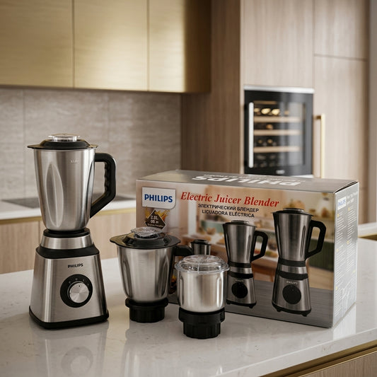 Philips 3-in-1 Electric Blender – 1800W Motor with Stainless Steel Jars