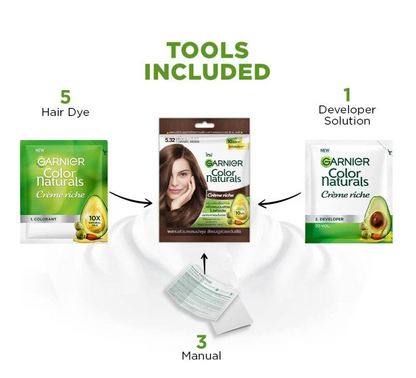 Garnier Color Naturals hair dye set with included items 