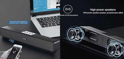 Leerfei Wireless Soundbar E-91 - Bluetooth Home Theater Speaker with Deep Bass & LED Display