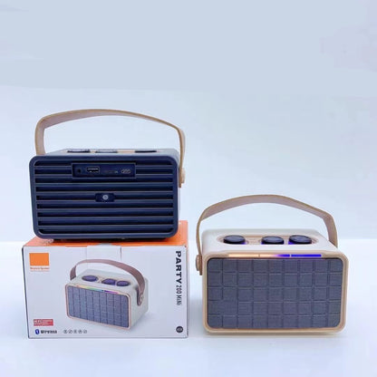 Party 200 Miini Wireless Bluetooth Speaker - 10W Output, 1200mAh Battery, LED Lights, Bluetooth 5.3, Multi-Control Knobs, Supports BT/TF Card/USB/AUX/Type-C Input, Carry Handle