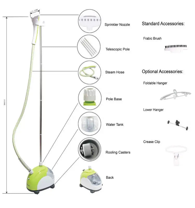 Steam Cleaner Egg Shape Garment Steamer - 1500W, 45 Minutes of Steam Power