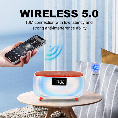 SING-E ZQS2227 Mobile Phone Wireless Charging RGB Clock Display Loud Sound RGB Lighting BT AUX DC Speakers
