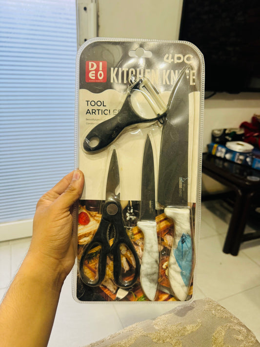 Dieo 4-Piece Marble Coated Kitchen Knife Set