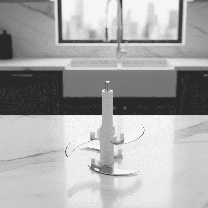 Modern kitchen sink with a faucet in a well-lit room