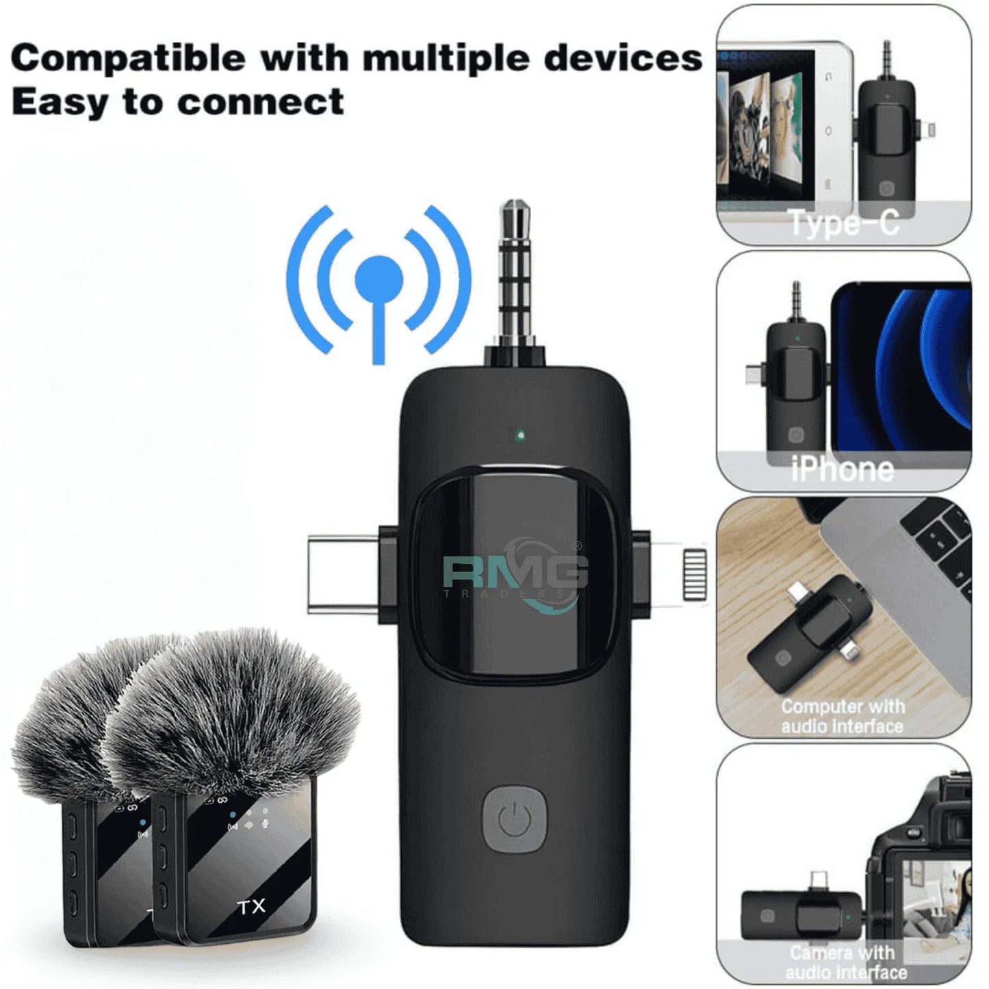 F11-2 3 in 1 Wireless Microphone - For Mobile Phone Video Recording, Vlogging, and for Studio Use