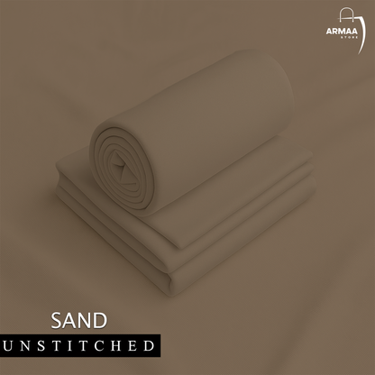 Folded sand-colored fabric with 'ARMAA' brand logo on a matching background