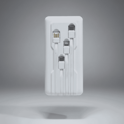 Set of USB cables in a packaging box on a gray background