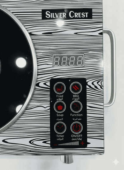 Silver Crest electric stove with digital display and control panel