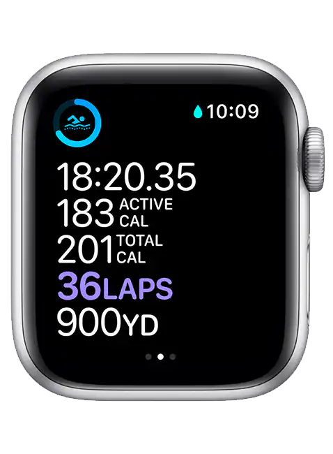 Smartwatch displaying fitness metrics on a white background