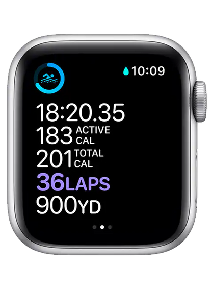 Smartwatch displaying fitness metrics on a white background