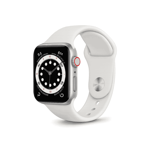 Smartwatch with a white band on a white background
