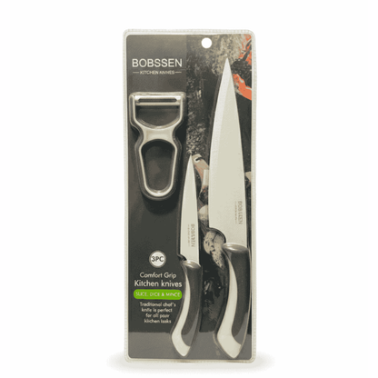 Bobssen 3 Piece Kitchen Knife Set - Best Comfort Grip Edition