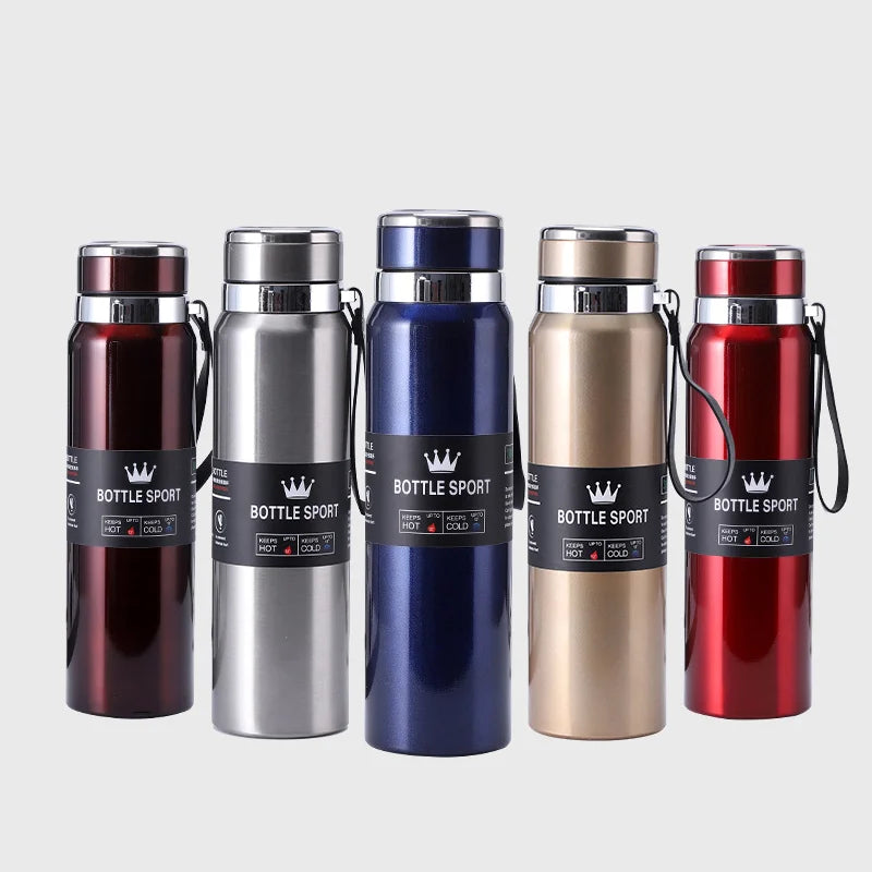 Five insulated bottles in different colors with 'Bottle Sport' branding on a white background.