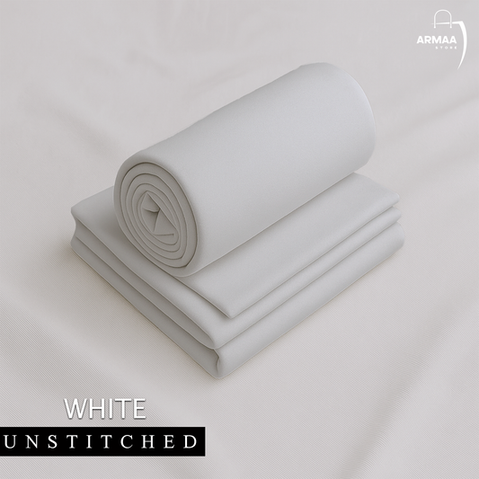 Rolled and flat white fabric on a light gray background with 'ARMAA' branding.