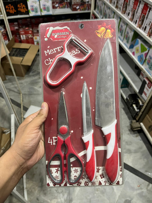 Bobssen 4 Pieces Kitchen Knife Set - Christmas Gift Edition