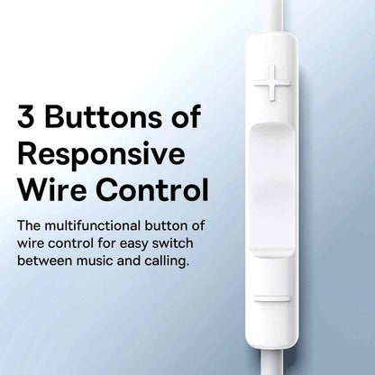 White wire control with three buttons on a light blue background