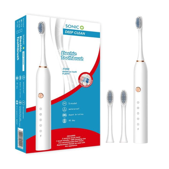 Advanced Electric Toothbrush for Adults – 5 Cleaning Modes with 2 Replacement Brush Heads & Soft DuPont Bristles - Armaa Store Pk