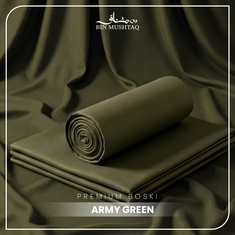 Army Green - Imperial Original Unstitched Boski - Bin Mushtaq