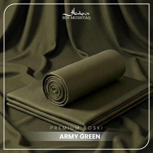 Army Green - Imperial Original Unstitched Boski - Bin Mushtaq
