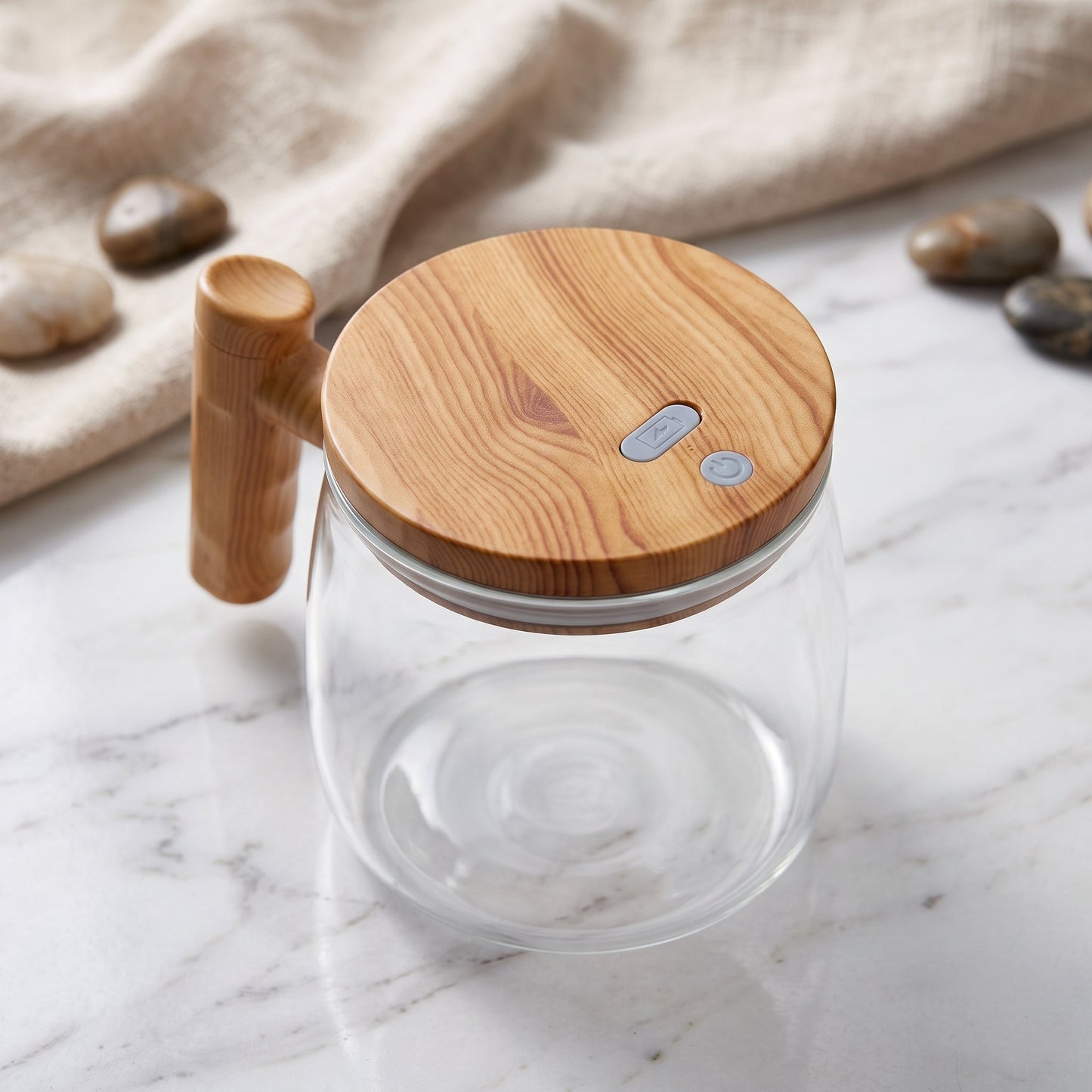 Automatic Self Stirring Coffee Mug | Rechargeable Electric Mixing Cup with Wooden Handle - Armaa Store Pk