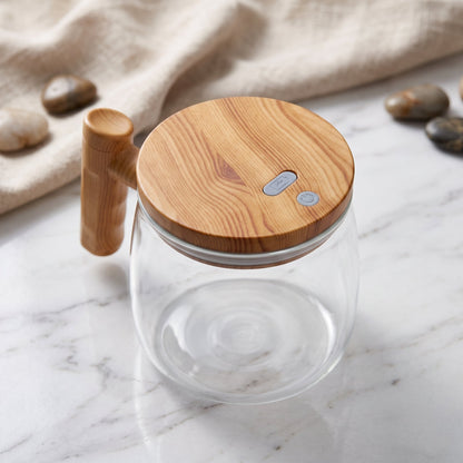 Automatic Self Stirring Coffee Mug | Rechargeable Electric Mixing Cup with Wooden Handle - Armaa Store Pk