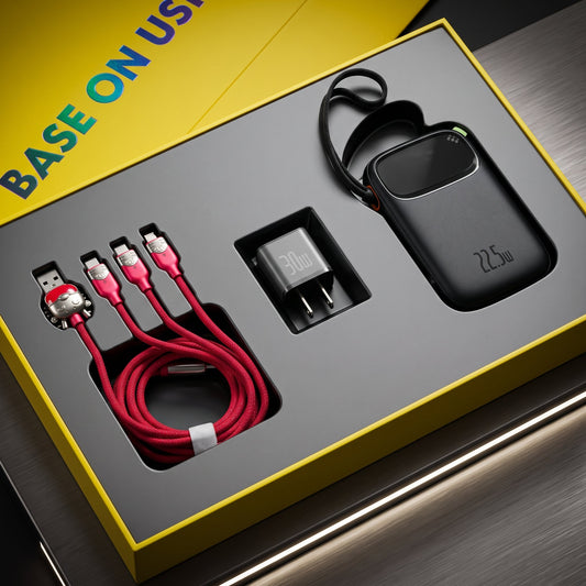 Baseus 22.5W 10000mAh Fast Charging Power Bank with Built-in Cables Gift Box - Armaa Store Pk