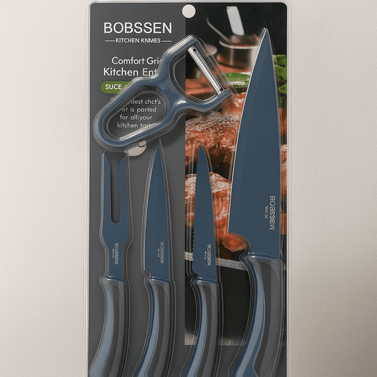 Bobssen 5 Piece Kitchen Knife Set - Best Comfort Grip Edition - Armaa Store Pk