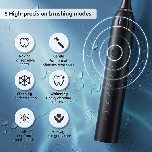 IPX7 Sonic Electric Toothbrush – Rechargeable Waterproof Toothbrush with 4 Brush Heads