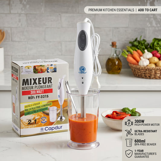 2-in-1 Hand Blender 300W – Powerful Mixer with Measuring Cup