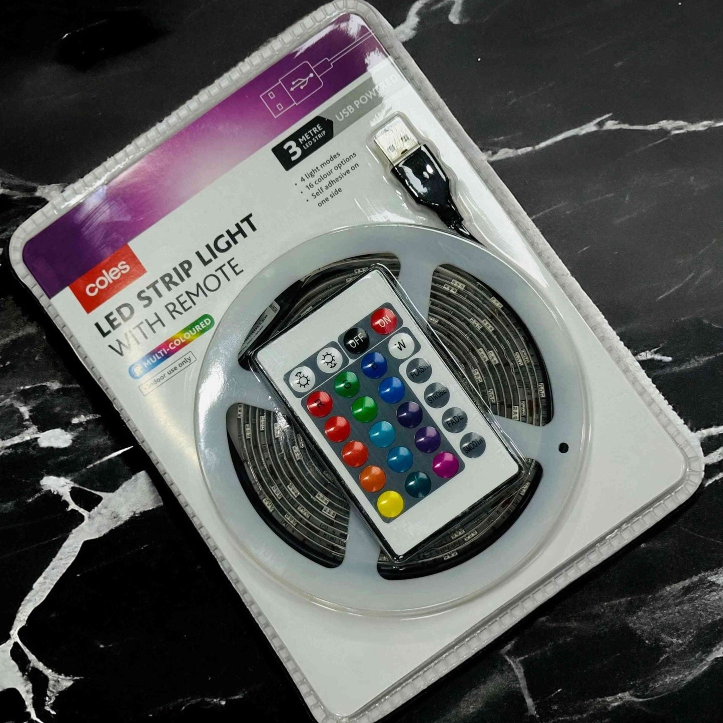 Coles Led Strip Light With Remote Multi Coloured (3 Meters) - Armaa Store Pk
