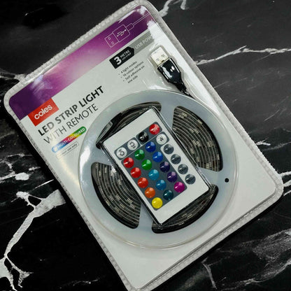 Coles Led Strip Light With Remote Multi Coloured (3 Meters) - Armaa Store Pk