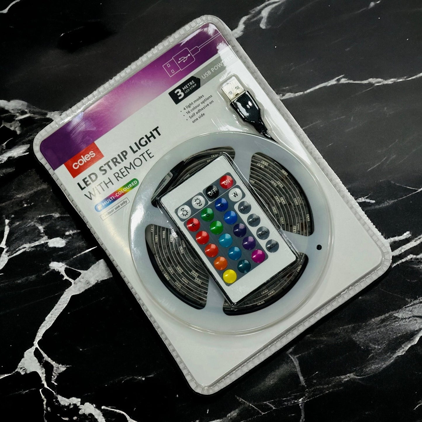 Coles Led Strip Light With Remote Multi Coloured (3 Meters) - Armaa Store Pk