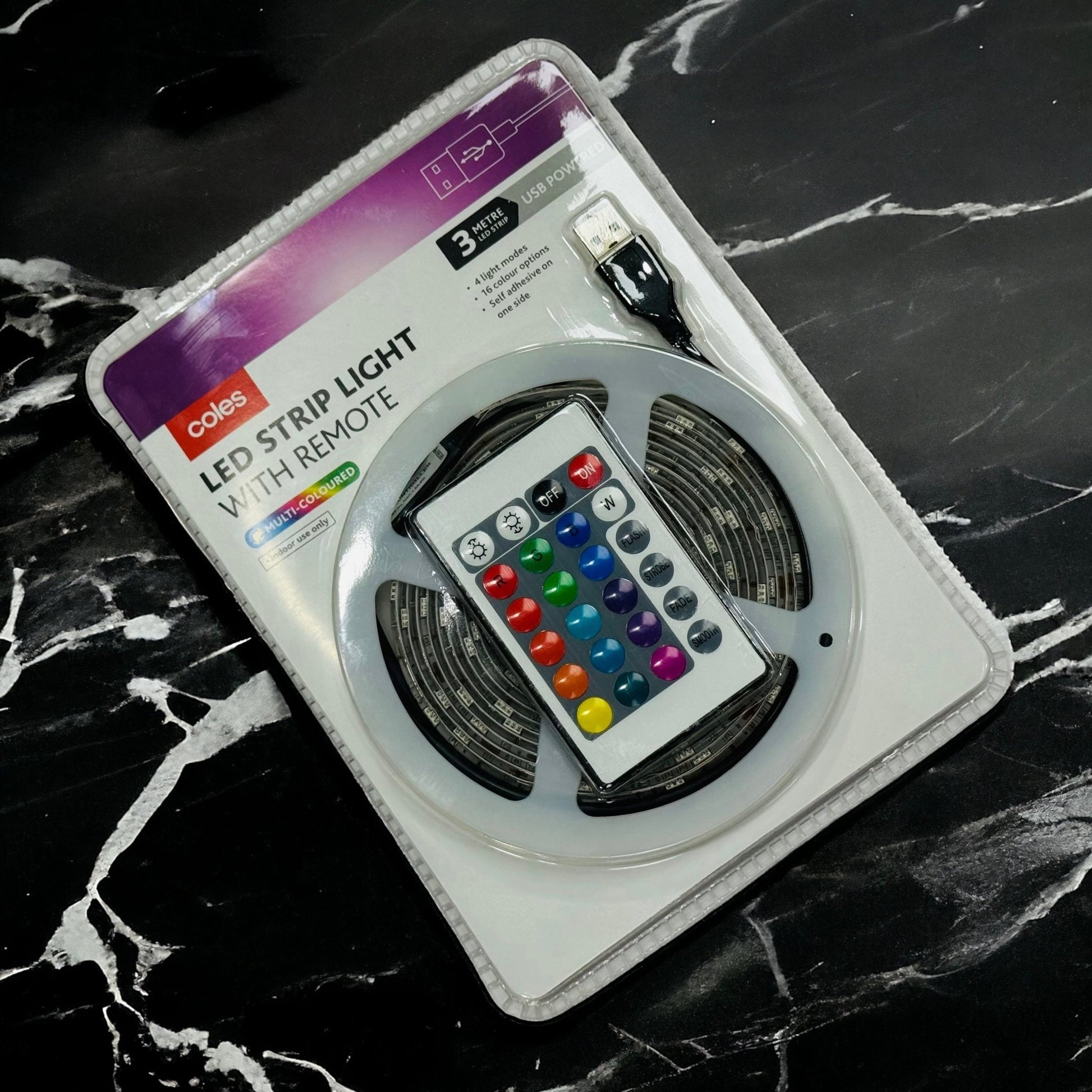 Coles Led Strip Light With Remote Multi Coloured (3 Meters) - Armaa Store Pk