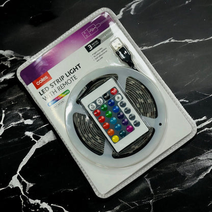 Coles Led Strip Light With Remote Multi Coloured (3 Meters) - Armaa Store Pk