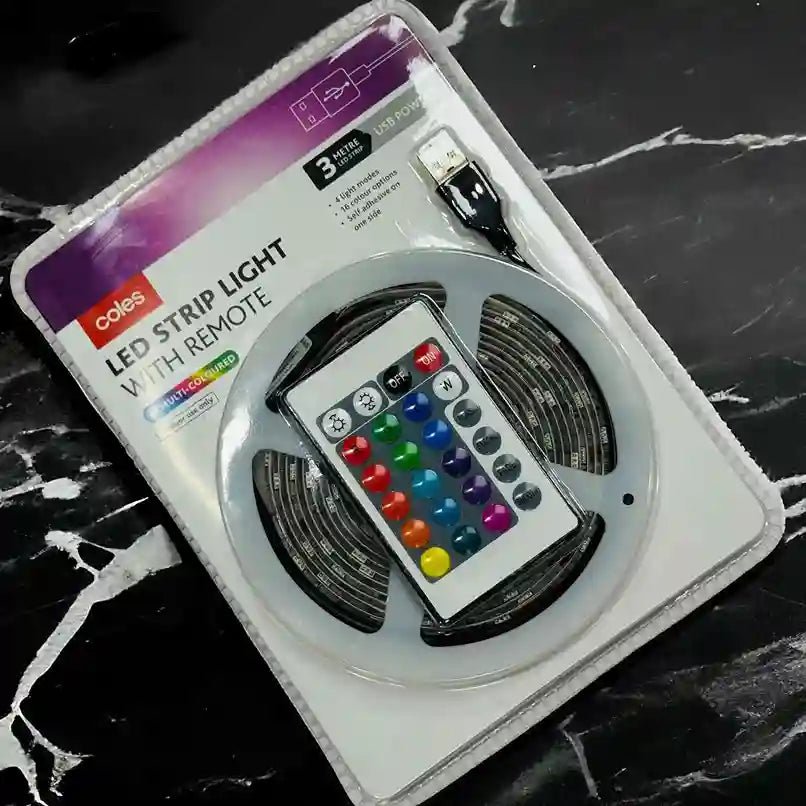Coles Led Strip Light With Remote Multi Coloured (3 Meters) - Armaa Store Pk