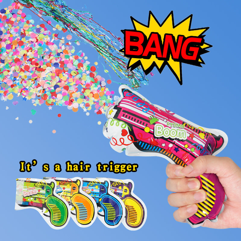 Inflatable Fireworks Pistol Confetti Boom - Birthday Party Cheer Props (5 Pcs)