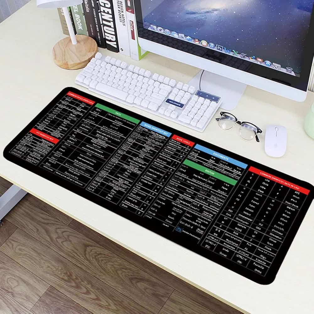 Extended Excel Shortcut Desk Mat (30×80cm) – Non-Slip Keyboard & Mouse Pad | 2 Pieces Set